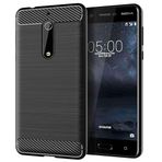 HTXWXJC Nokia 5 için Kılıf, TA-1053, TA-1024, TA-1044, TA-1027 Kılıf, İnce İnce Karbon Fiber TPU Kauçuk Koruyucu Kılıflar Çizilmez Darbeye Dayanıklı Kapak Nokia 5 Siyah