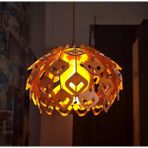 Hü Ma Tasarım ve Aksesuar Circle Modern Aydınlatma Tasarım Globe Küre Doğal Ahşap Mdf 3D Lazer Kesim Rustik Salon Avize Aplik - Akça