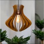 Hü Ma Tasarım ve Aksesuar Modern Aydınlatma Tasarım Doğal Ahşap Mdf 3D Lazer Kesim Rustik Salon Avize - Ceviz