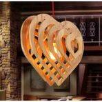 Hü Ma Tasarım ve Aksesuar Modern Tasarım Kalp Modeli Doğal Ahşap Mdf 3D Lazer Kesim Rustik Salon Avize - 1