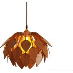Hü Ma Tasarım ve Aksesuar Oval Model Modern Tasarım Globe Küre Doğal Ahşap Yaprak Mdf 3D Lazer Kesim Rustik Salon Avize - Ceviz