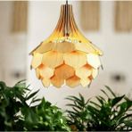 Hü Ma Tasarım ve Aksesuar Palmiye Modern Aydınlatma Tasarım Globe Küre Doğal Ahşap Mdf 3D Lazer Kesim Rustik Salon Avize - Akça