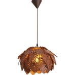 Hü Ma Tasarım ve Aksesuar Tropik Çınar Model Modern Tasarım Globe Küre Doğal Ahşap Yaprak Mdf 3D Lazer Kesim Rustik Salon Avize - Ceviz