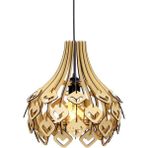 Hü Ma Tasarım ve Aksesuar Viven Dörtgen Modern Tasarım Globe Küre Doğal Ahşap Mdf 3D Lazer Kesim Rustik Salon Avize - Akça