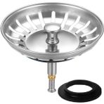 HUAERSICO Süzgeç Sepeti Gider Tapası 82 mm - Gider Süzgeci - Yüksekliği Ayarlanabilir Lavabo Süzgeci, Lavabo Tıpası, Blanco Lavabo Aksesuarı için, Toplam 2 Yedek Su Geçirmez