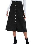 Huairdum Uzun Fitilli Kadife Etek, Kullanışlı Temiz Düğme Önü A-line Dar Kesim Kış Etek Yarık Etek Orta Uzunlukta Düğün İçin Polyester Kumaş (L)