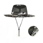 Huakunda Erkek Outdoor kamuflaj güneş şapkası file boonie şapka havalı balıkçı şapkası Airsoft Paintball tırmanış kamp av için, siyah ve kahve, Tek Beden