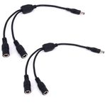 HUALAND 2 Paket Siyah 1 Erkekten 2 Dişi 5,5x2,1 Splitter CCTV DC Güç Kaynağı Dağıtıcı Kablo, DC Y Dağıtıcı Kablo