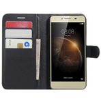 HualuBro Huawei Y5 II/Huawei Y6 II Kompakt Kılıf, Huawei Y5 2 / Huawei Y6 II Kompakt Akıllı Telefon için Kart Yuvalı Birinci Sınıf PU Deri Cüzdan Kapaklı Telefon Koruyucu Kılıf (Siyah)