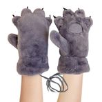 Huamengyuan Eldiven pelüş kadın peluş parmaksız kedi pençesi eldivenleri kış eldivenleri pelüş parmak eldivenleri cadılar bayramı Noel koşu Cosplay kostüm kış sıcak eldiven eldivenler eldivenler, Gri,