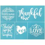 Huamengyuan Serigrafi şablonları, kendin yap, kendinden yapışkanlı, tekrar kullanılabilir, aile teması, ağ transfer şablonu, ev dekorasyonu, el işi, tişört, mobilya, duvar, tebeşir tahtası, mavi 21