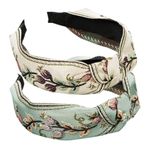 HUANMAYE 2 Adet Boho Papyon Düğümlü Kumaş Saç Bantları Düğümlü Saç Bantları Elastik Kumaş Şapkalar Vintage Çiçek Alın Bandı Türban Kadınlar için Saç Bandı (EmbroideryDE)