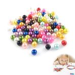 HUANR 200 adet renkli boncuk, yansıtıcı bileklik boncukları, 12 mm boncuklar, delikli bileklikler için, suni inciler, saç takısı, anahtarlık, takı için el işi boncukları