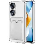 Huawei Honor 70 Kamera Korumalı Kartlıklı Setra Şeffaf Silikon Kılıf Ekran Koruyucu