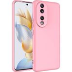Huawei Honor 90 Kılıf Kamera Korumalı Lansman Kadife Iç Yüzeyli (Şık Tasarım) Silikon Kapak - Pembe