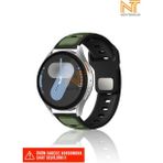 Huawei Honor Magic / Magic 2 Uyumlu Çift Renk Silikon Kordon 22MM - Koyu Yeşil - Siyah