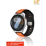 Huawei Honor Magic / Magic 2 Uyumlu Çift Renk Silikon Kordon 22MM - Siyah - Turuncu