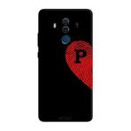 Huawei Mate 10 Pro İle Uyumlu Siyah P Harfli Touch of Love Desenli Silikon Kılıf
