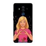 Huawei Mate 10 Pro İle Uyumlu Siyah Rose Heart Desenli Silikon Kılıf