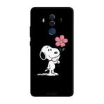 Huawei Mate 10 Pro İle Uyumlu Siyah Snoopy Bloom Desenli Silikon Kılıf
