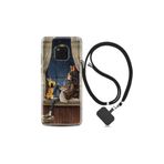Huawei Mate 20 Pro ile Uyumlu Kılıf Desenli Silikon Boyun Askılı Ananas Camera Glass 1358