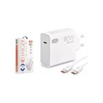Huawei Matex6 Uyumlu 180W Gan Type-C Kablolu Turbo Ev Tipi Şarj Aleti Salise Gösterir (Orginal Subzero) - Beyaz