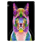 Huawei MediaPad T5 10.1" ile Uyumlu Desenli Silikon Tablet Kılıfı, Kedi-Art, Çok Renkli avonm-v-cvr460245