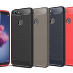 Huawei P Smart 2018 Kilif Karbon Fiber Armor Silikon Kapak + Cam