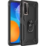 Huawei P Smart 2021 Kılıf Sofya Yüzüklü Silikon Kapak - Siyah - Renkli