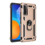 Huawei P Smart 2021 Sofya Yüzüklü Silikon Kapak Gold Kılıf