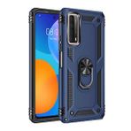 Huawei P Smart 2021 Sofya Yüzüklü Silikon Kapak Lacivert Kılıf