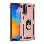 Huawei P Smart 2021 Sofya Yüzüklü Silikon Kapak Rose Kılıf