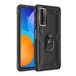 Huawei P Smart 2021 Sofya Yüzüklü Silikon Kapak Siyah Kılıf