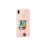 Huawei P20 Lite ile Uyumlu Splash Tembel Hayvan Tasarımlı Şeffaf Silikon Kılıf