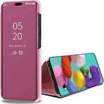 Huawei P20 Lite/Nova 3e Uyumlu Aynalı Kapaklı Standlı Clear View Kılıf (Pembe)