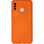 Huawei P30 Lite Kılıf Nano içi Kadife Silikon - Turuncu-(5796)
