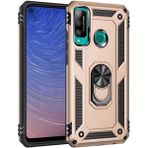 Huawei P40 Lite E Kılıf Sofya Yüzüklü Silikon Kapak - Gold - 1 - Renkli