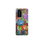 Huawei P40 Pro ile Uyumlu Grafiti Mini Tasarımlı Şeffaf Silikon Kılıf