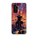 Huawei P40 Uyumlu Alevli Bateri Desenli Silikon Kılıf