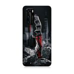 Huawei P40 Uyumlu Kırmızı Bıçak Desenli Silikon Kılıf