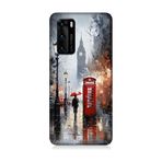 Huawei P40 Uyumlu Kırmızı Telefon Desenli Silikon Kılıf