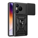 Huawei Pura 70 5G İle Uyumlu Kılıf Magnetik Standlı Kamera Korumalı Sürgülü Vega Kapak 33190 Siyah