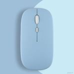 Huawei Tablet İle Uyumlu Şarj Edilebilir Sessiz Mouse Bluetooth + 2.4Hz Wifi Kablosuz Mouse Fare Mavi