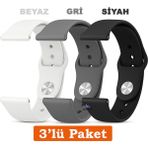 Huawei Watch 3 Gt Gt2 GT2E Gt3 Gt4 Gt5 Pro Se Elite 46MM Uyumlu 22MM 3'lü Paket Silikon Kordon Seti - Huawei 22mm - Siyah - Beyaz - Gri