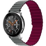 Huawei Watch 3 / Wacth 3 Pro Saat Kordonu Mıknatıslı Parçalı Kayış Strap - Gri - Kırmızı