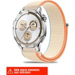 Huawei Watch Buds / Watch 5 / Watch 4 / 4 Pro / Watch 3 / 3 Pro Uyumlu Hasır Örgü Cırtlı Kordon 22MM - Bej