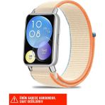 Huawei Watch Fit 2 Uyumlu Hasır Örgü Spor Cırtlı Pratik Naylon Kordon 20MM - Bej