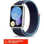 Huawei Watch Fit 2 Uyumlu Hasır Örgü Spor Cırtlı Pratik Naylon Kordon 20MM - Deep Navy