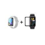 Huawei Watch Fit 2 Uyumlu Spor Soft Tasarım Silikon Kordon + Tam Kaplayan Ekran Koruyucu 2'li Set