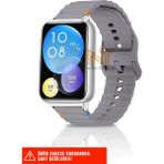Huawei Watch Fit 2 Uyumlu Wave Silikon Kordon 20MM - Gri